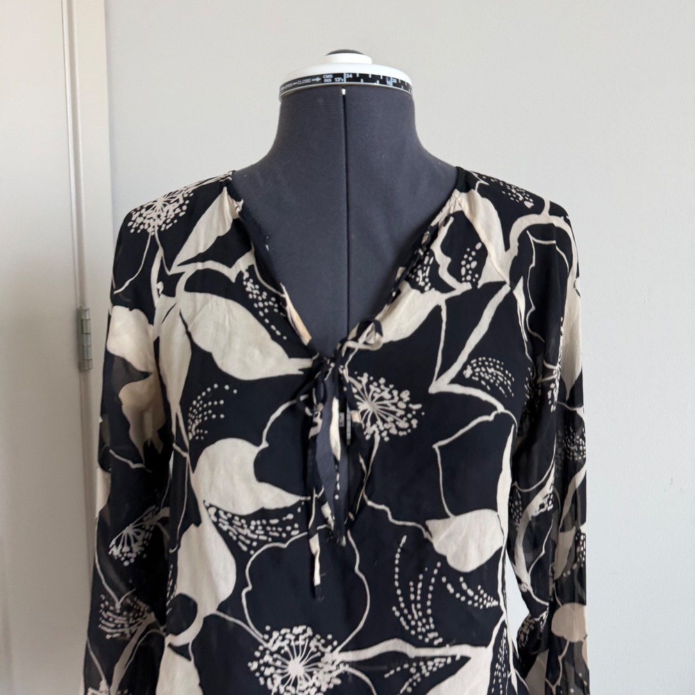 Vintage 90s The Limited Silk Floral Print Notch Neck Silk Fit Top